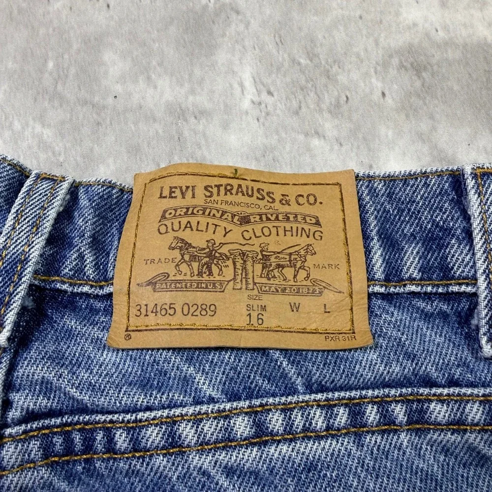 Levis 31465 0289 Boys Size 16 Slim Blue Denim Jeans Straight Leg Medium Wash